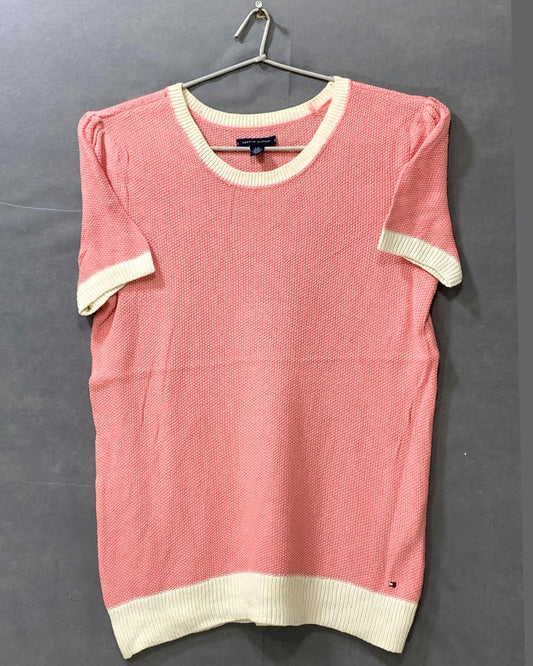 Tommy Hilfiger Pink Cotton For Women T Shirt L