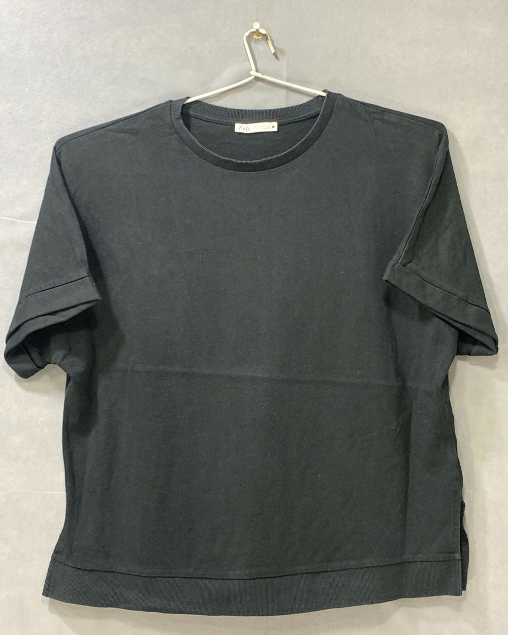 Zara Black Cotton For Women T Shirt S