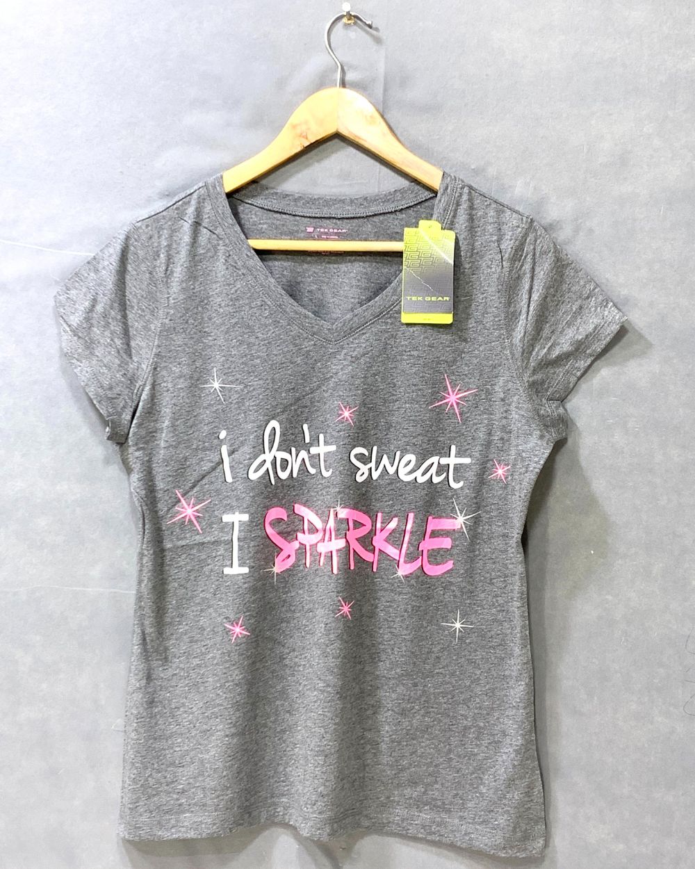 Tek Gear Gray Cotton For Women T Shirt L