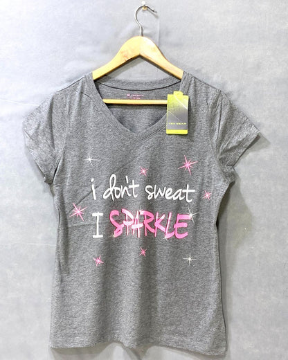 Tek Gear Gray Cotton For Women T Shirt L