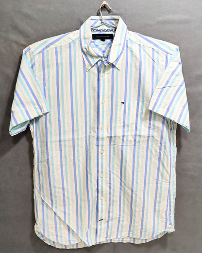 Tommy Hilfiger Blue Cotton Shirt For Men L