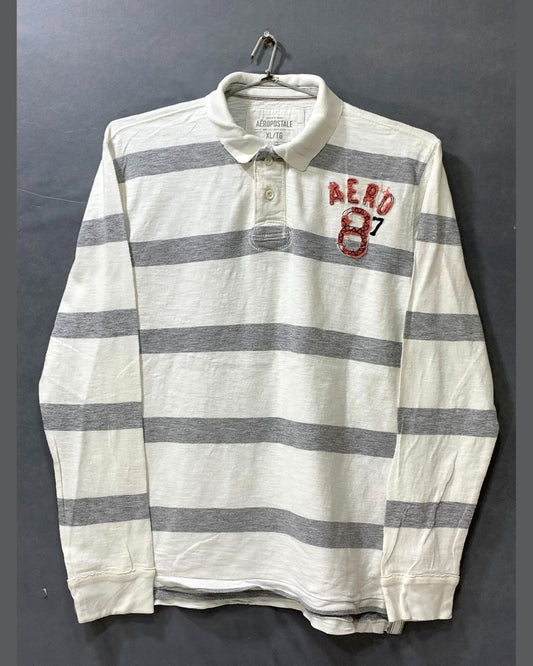 Aeropostale White Cotton Polo T Shirt For Men X Large