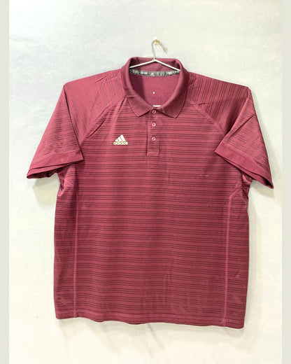 Adidas Maroon Sport Polo T Shirt For Men X Large