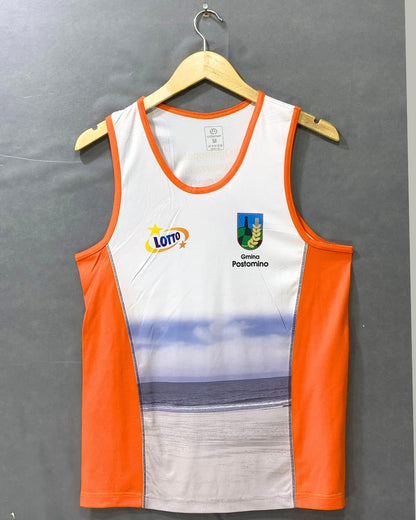 LP Collection For White & Orange Sports Men Vest T Shirt M