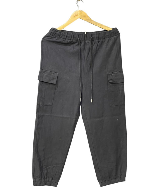 CRESCENT Black Cotton For Men Cargo Pant S