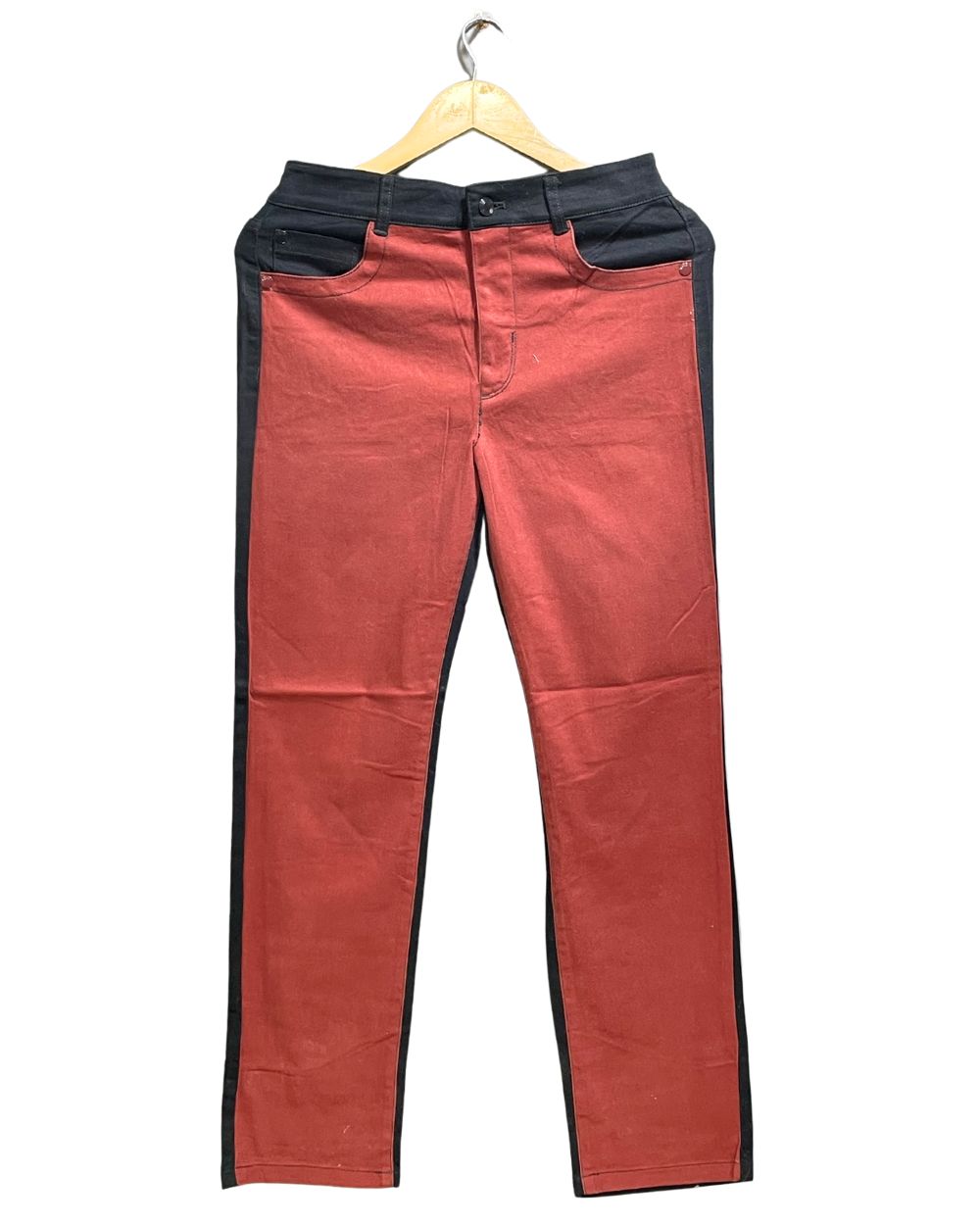 Maeve Maroon & Black Denim Jeans For Men XS