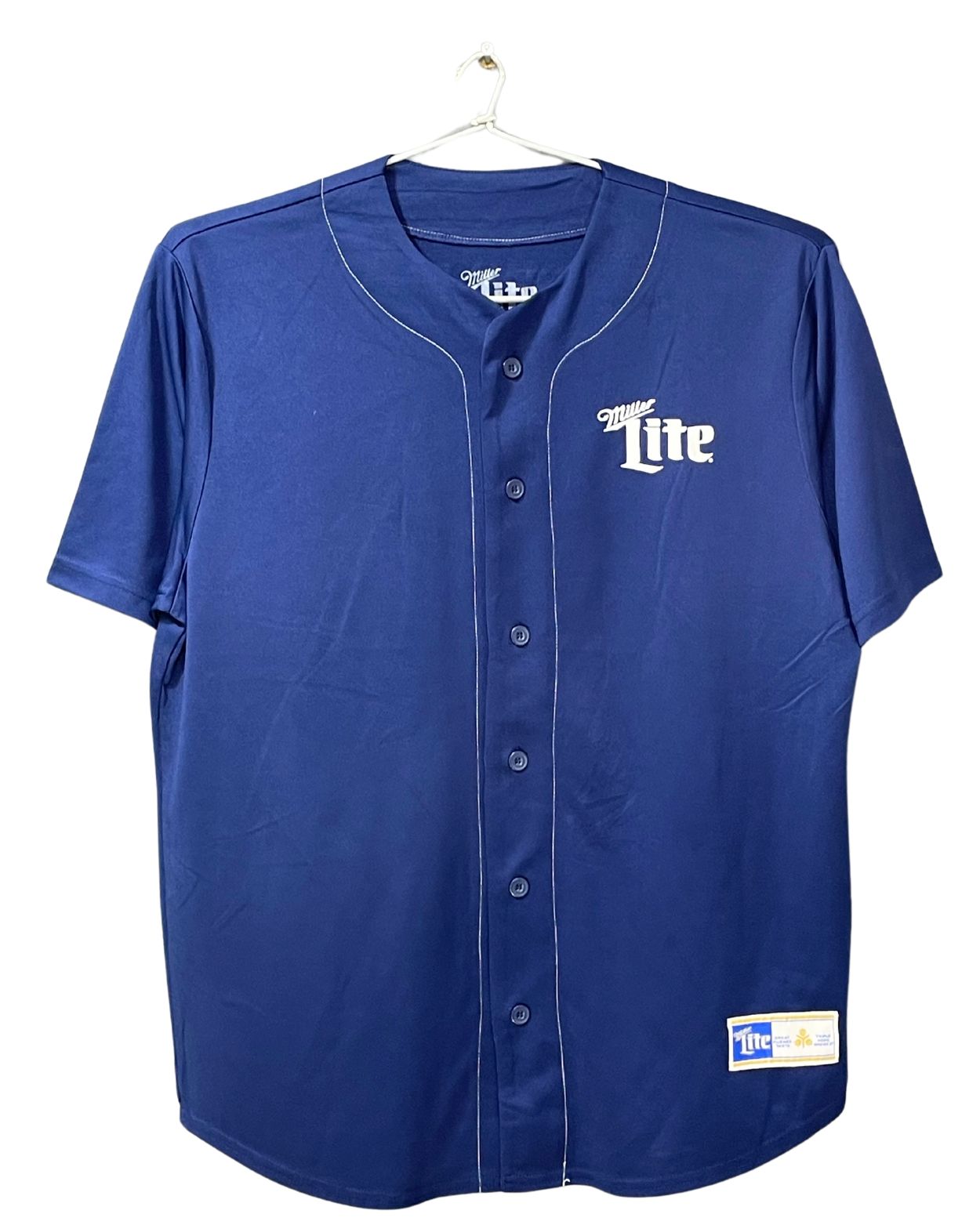 Miller Lite Blue Baseball Sports For Men T Shirt L