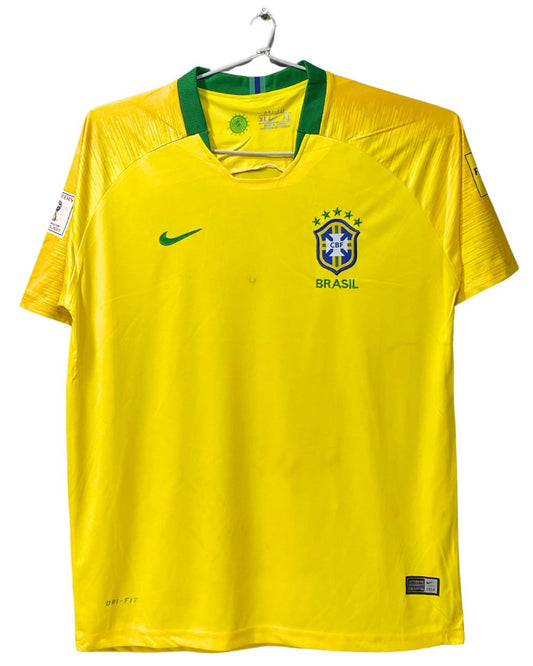 Nike Dri Fit Brasil Yellow Football Sports For Men T Shirt XL