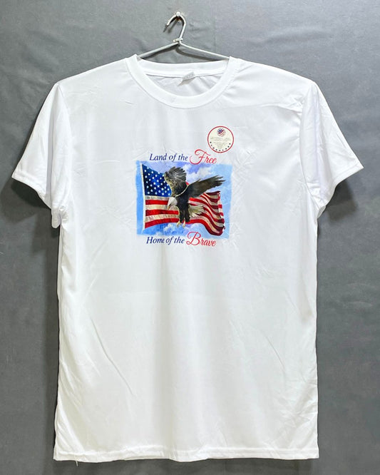 Land Of The Free White Sports For Men T Shirt L