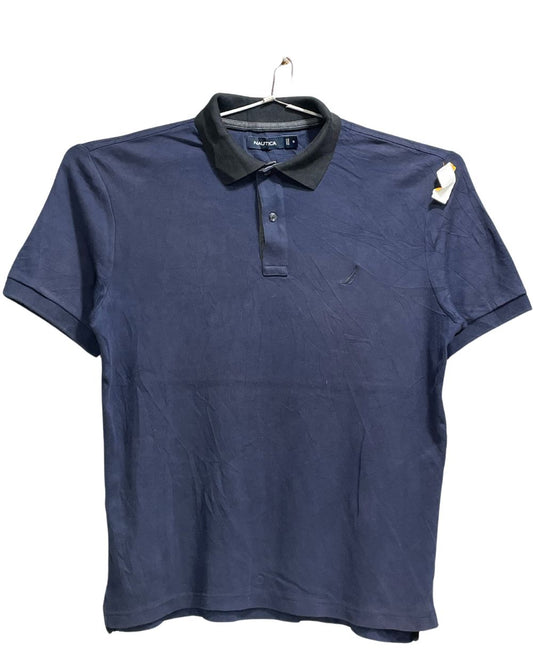 Nautica Blue Cotton Polo T Shirt For Men Medium