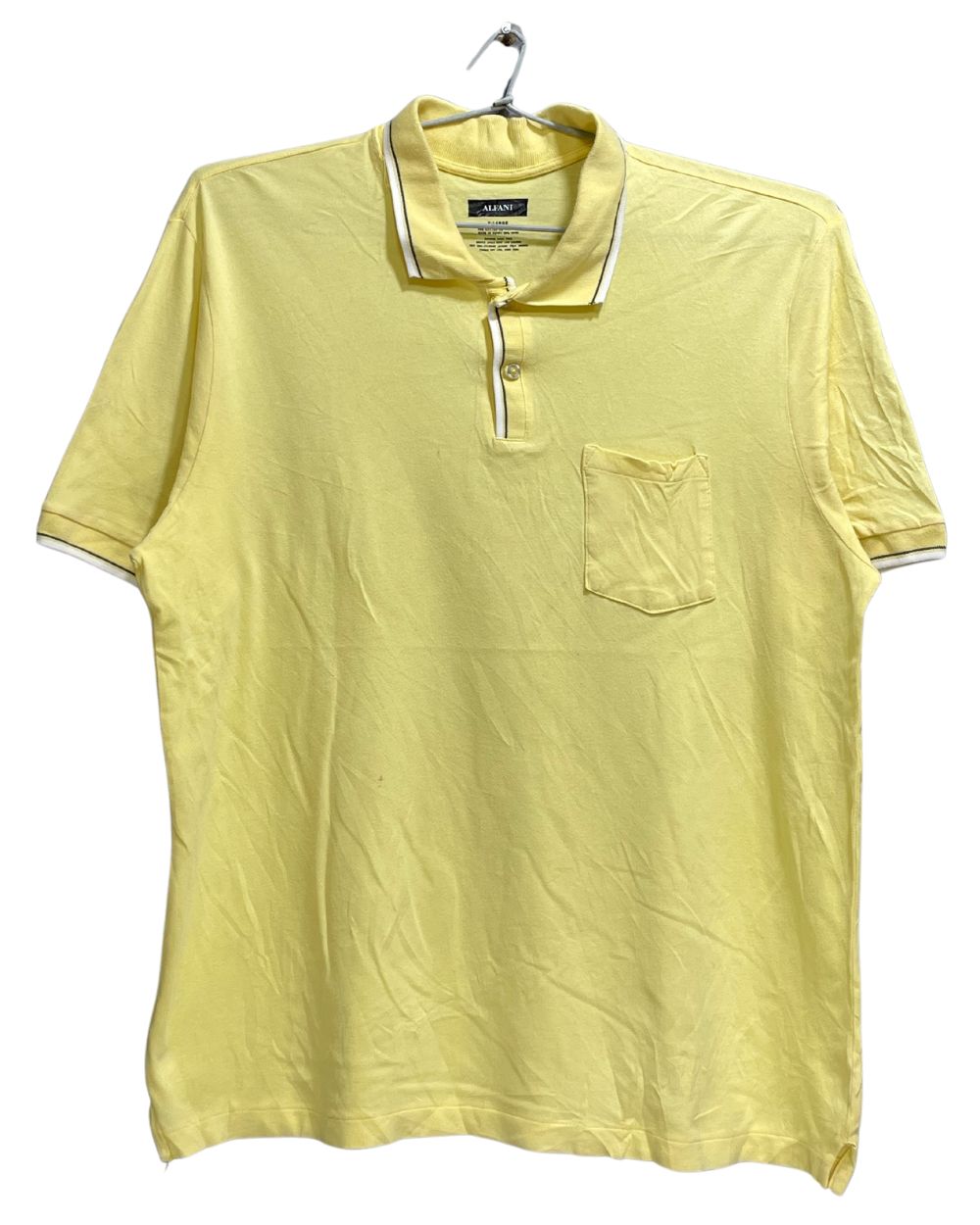 ALFANI Yellow Cotton Polo T Shirt For Men X Large
