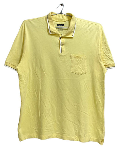 ALFANI Yellow Cotton Polo T Shirt For Men X Large