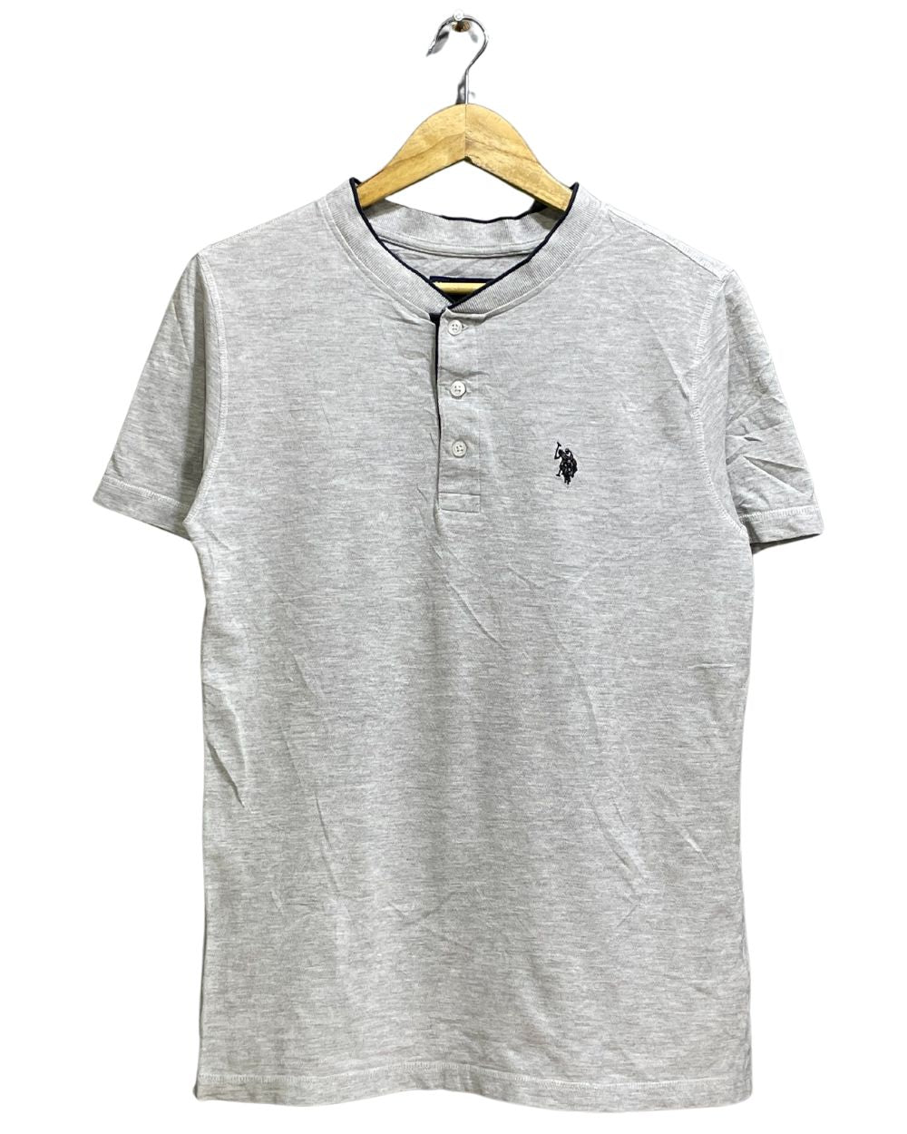 U.S Polo Assn Gray Cotton Polo T Shirt For Men Small