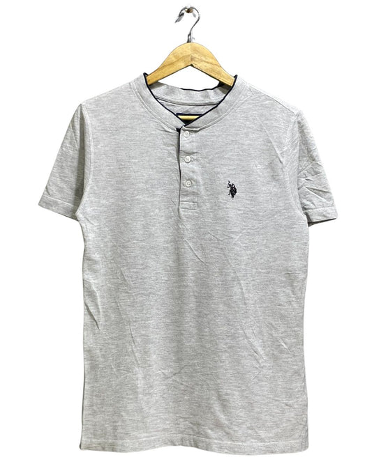 U.S Polo Assn Gray Cotton Polo T Shirt For Men Small