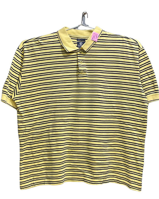 Pebble Beach Yellow Cotton Polo T Shirt For Men Large