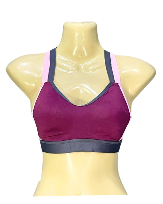 Power Shape Maroon Sports Gym Bra For Women XS