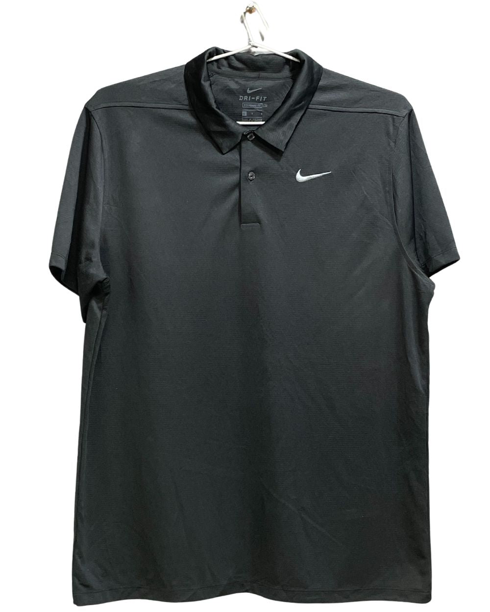Nike Black Polyester Sport Polo T Shirt For Men L