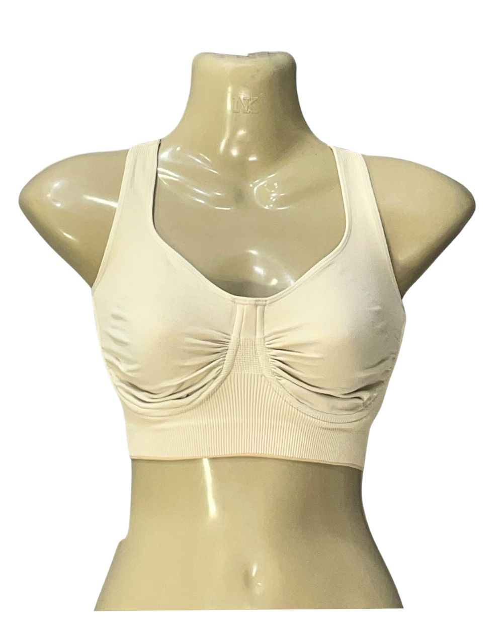 Sassy Bax Cream Sports Gym Bra For Women M