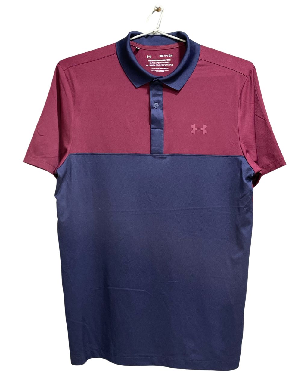 Under Armour Maroon Polyester Sport Polo T Shirt For Men Small