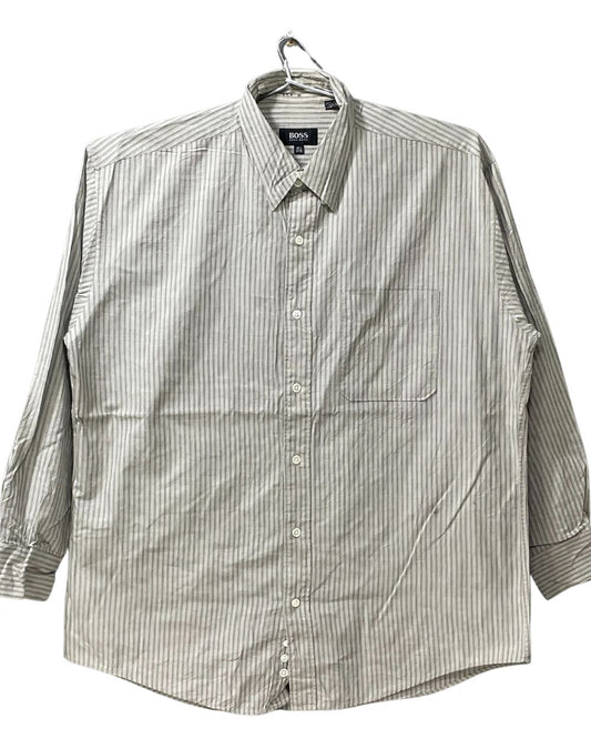 Boss Gray Cotton Shirt For Men X Large