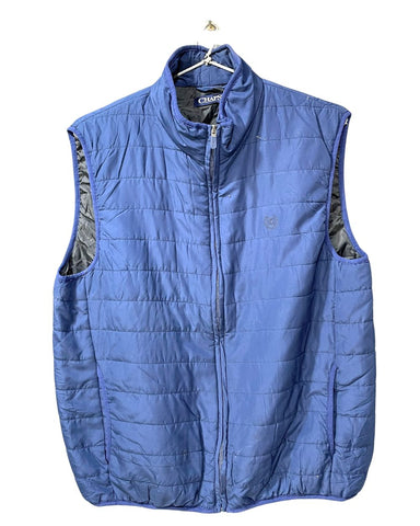 Chaps Blue Polyester Puffer Vest Jacket For Men L