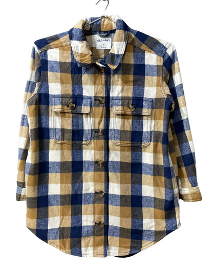 Old Navy Blue Wool Check Falalen Winter Shirt For Men Medium