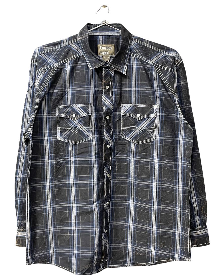 Cow Boy Legend Black Cotton Falalen Winter Shirt For Men XX Large