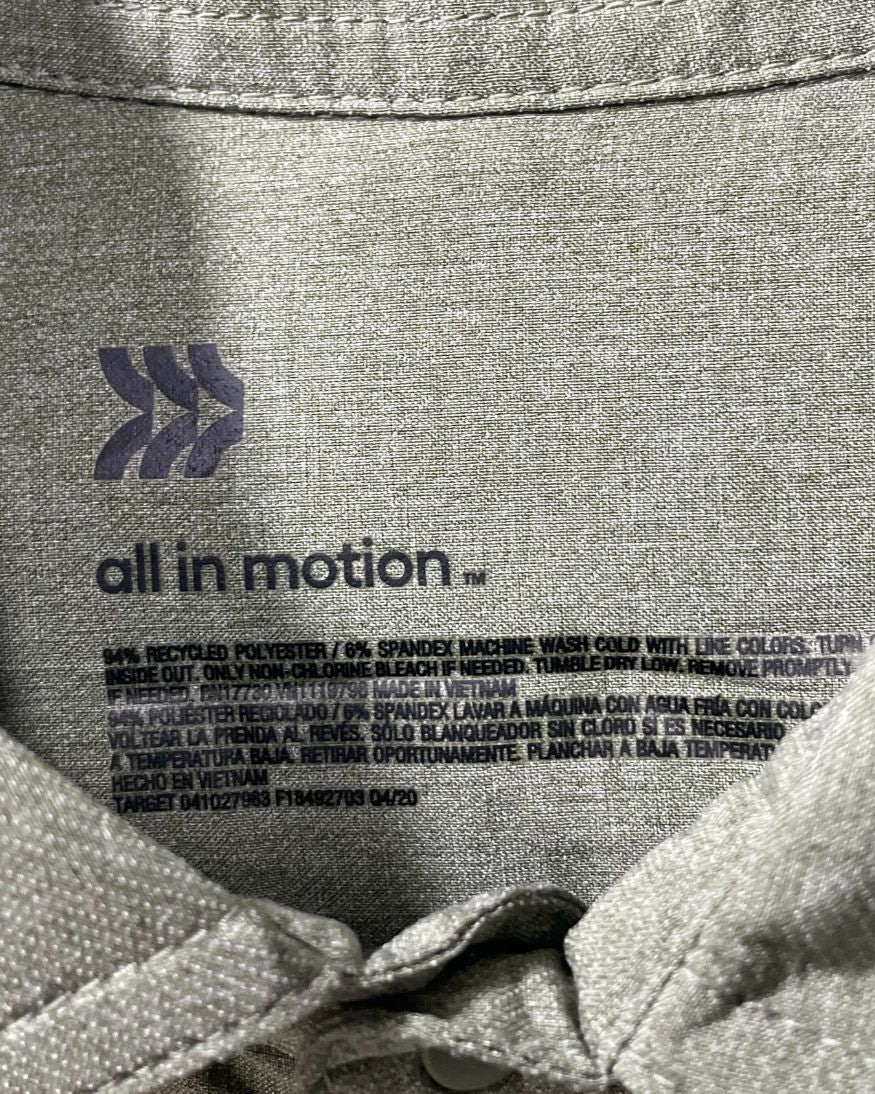 All In Motion Green Polyester Winter Shirt For Men Medium