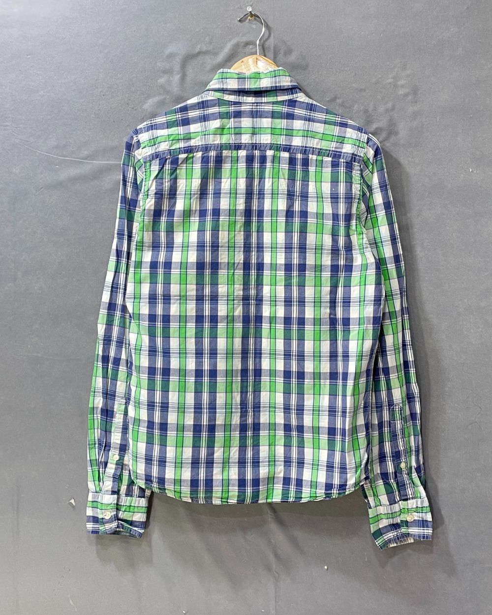 Hollister Green & Blue Cotton Shirt For 16 Years Kids Boy