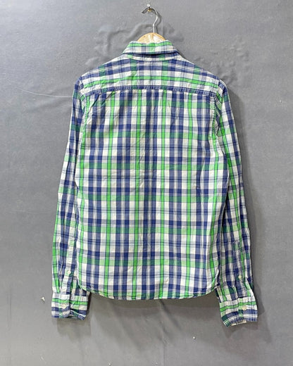 Hollister Green & Blue Cotton Shirt For 16 Years Kids Boy