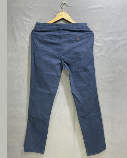 George Blue Cotton Dress Pant For Men L