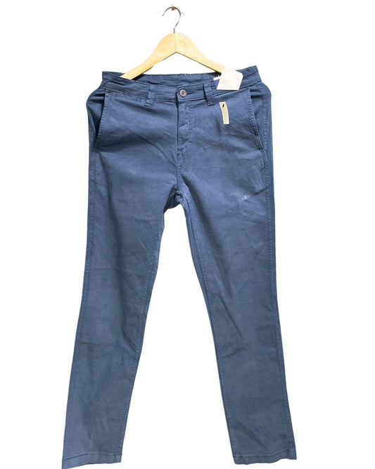 George Blue Cotton Dress Pant For Men L
