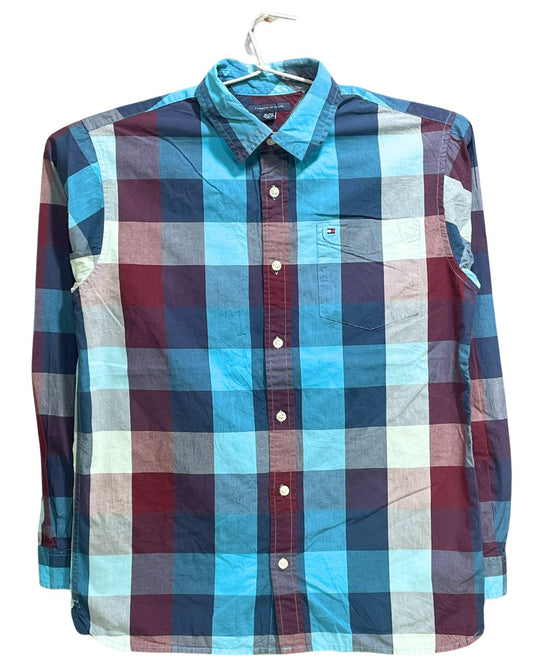 Tommy Hilfiger Blue Cotton Shirt For Kids 18 Years