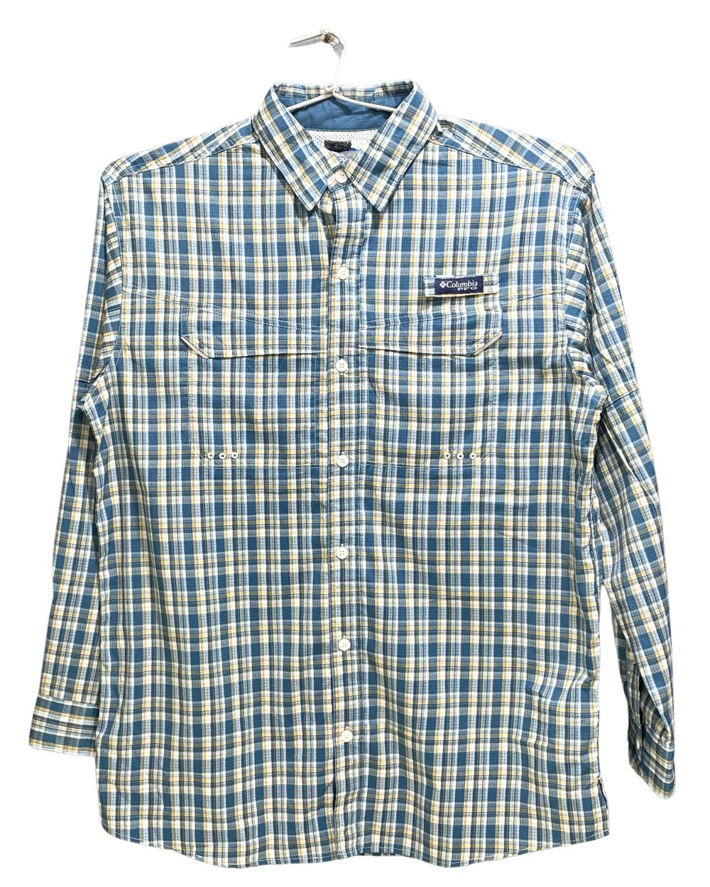 Columbia Blue Cotton Shirt For Men M