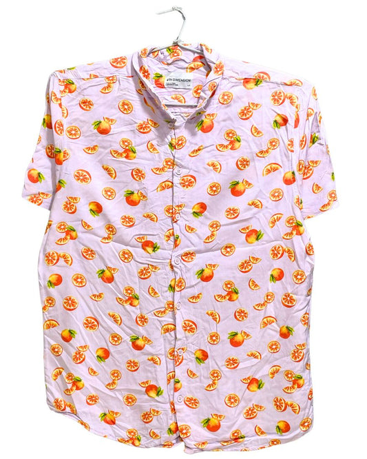 4th Dimension Pink Cotton Shirt For Men L