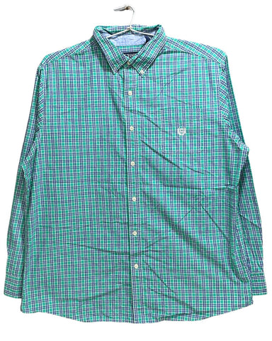 Chaps Green Cotton Shirt For Men XL