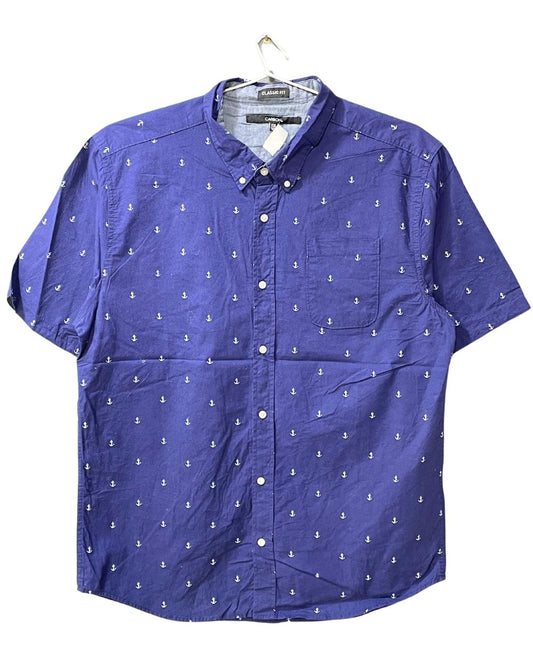 Carbon Blue Cotton Shirt For Men XL