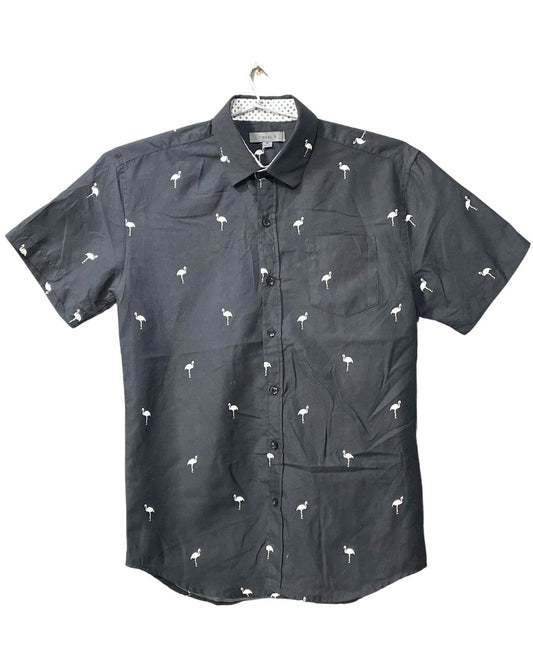 Planet Black Cotton Shirt For Men M