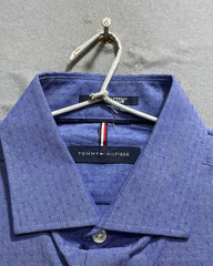 Tommy Hilfiger Blue Cotton Shirt For Men Medium