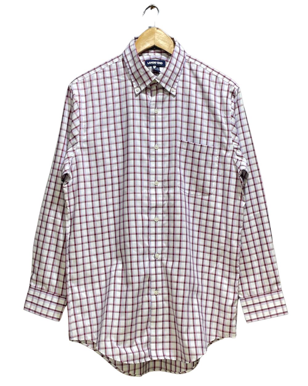 Lands' End Red Cotton Shirt For Men Medium | Preloved Labels