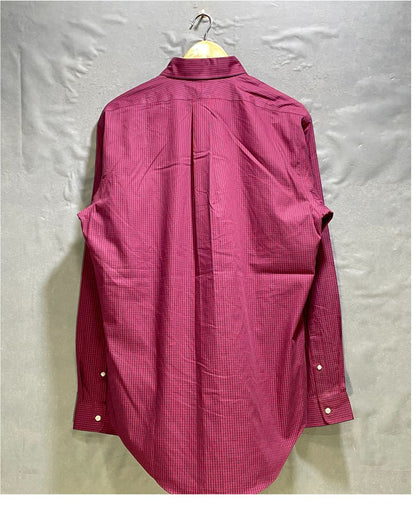 Lands' End Maroon Cotton Shirt For Men Large | Preloved Labels