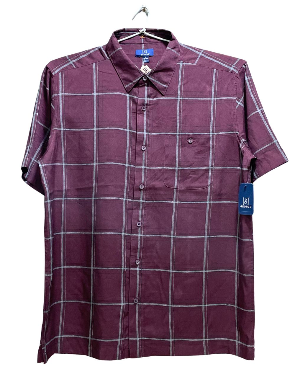 George Maroon Cotton Shirt For Men Large | Preloved Labels