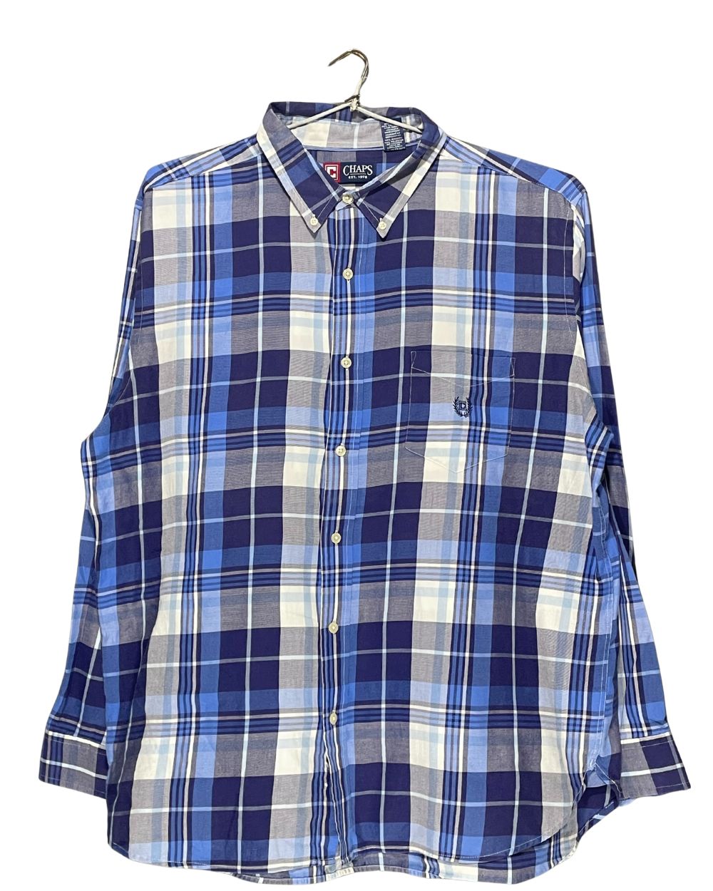 Chaps Blue Cotton Shirt For Men XX Large | Preloved Labels