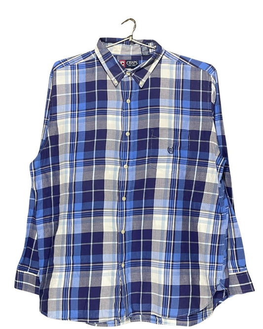 Chaps Blue Cotton Shirt For Men XX Large | Preloved Labels