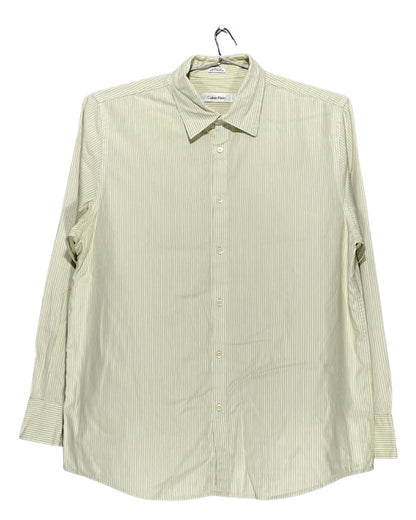 Calvin Klein Yellow Cotton Shirt For Men Large
