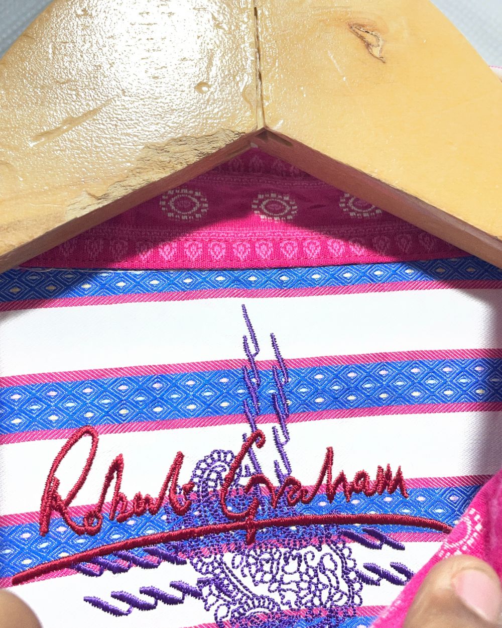 Robert Graham Blue Cotton Shirt For Men Large
