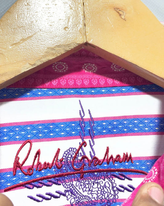 Robert Graham Blue Cotton Shirt For Men Large