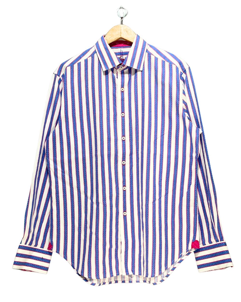 Robert Graham Blue Cotton Shirt For Men Large