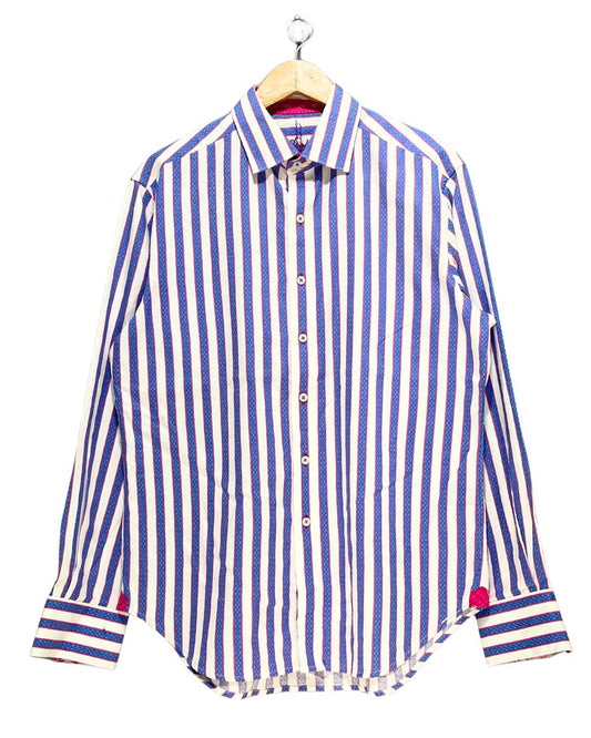 Robert Graham Blue Cotton Shirt For Men Large