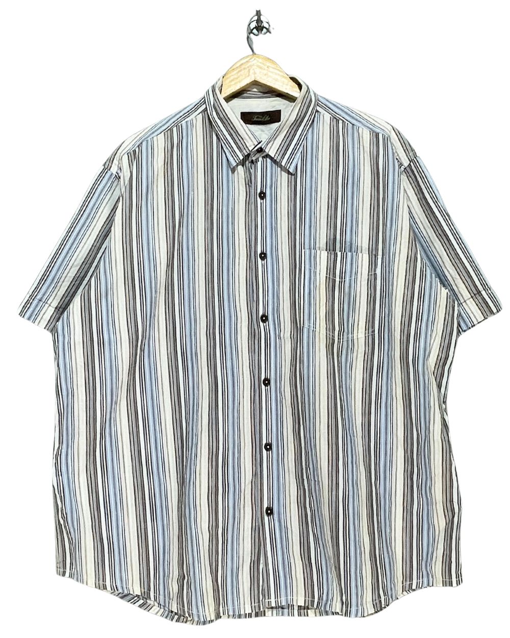 Fasso Ella Blue Cotton Shirt For Men XXL